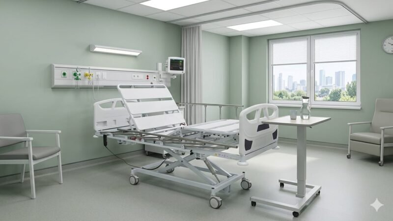 Cama hospitalar eletrônica 3 movimentos com elevador no leito